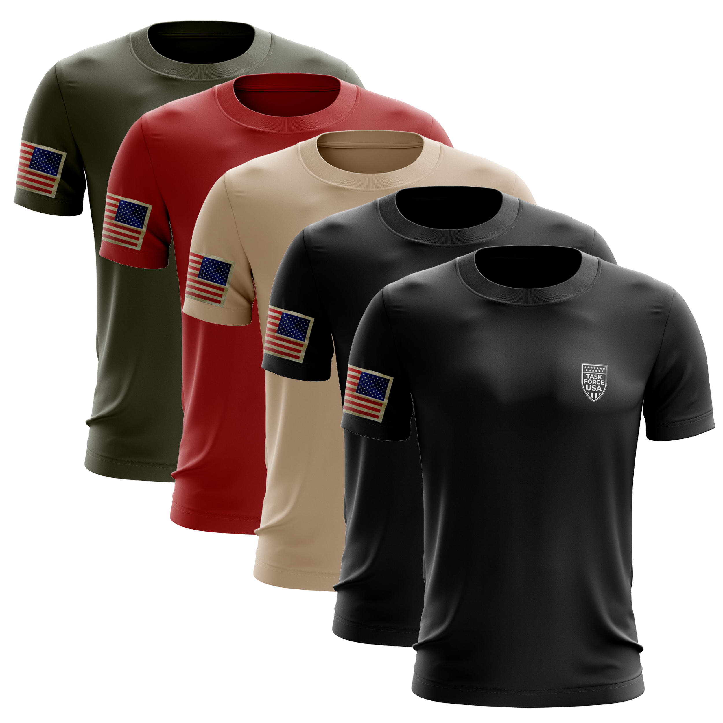 T-Shirt - Bundle 5 ea (Mil Green, Red, Sand & 2 Black)
