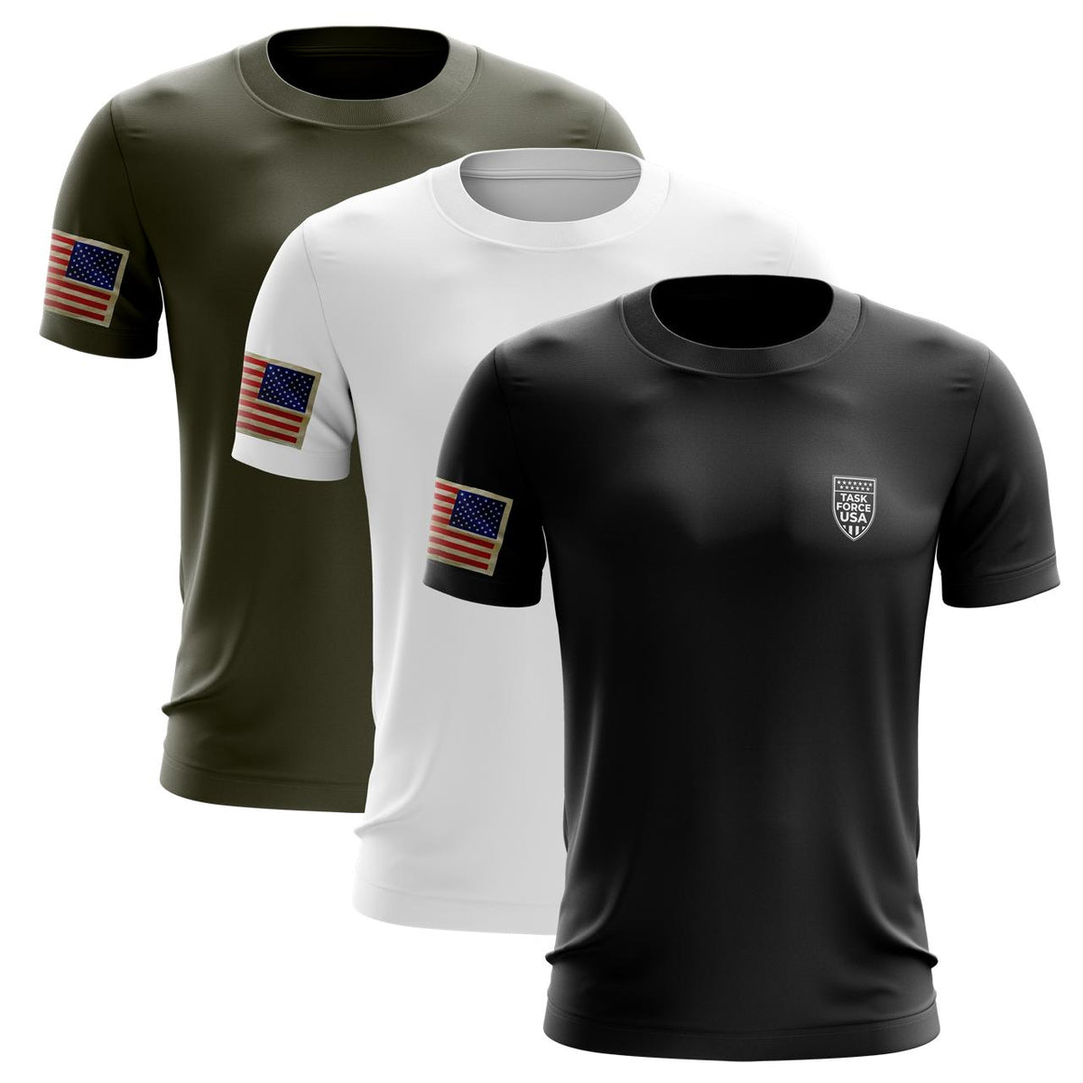T-Shirt -3 ea Bundle (Mil Green, White and Black) – TASK FORCE USA